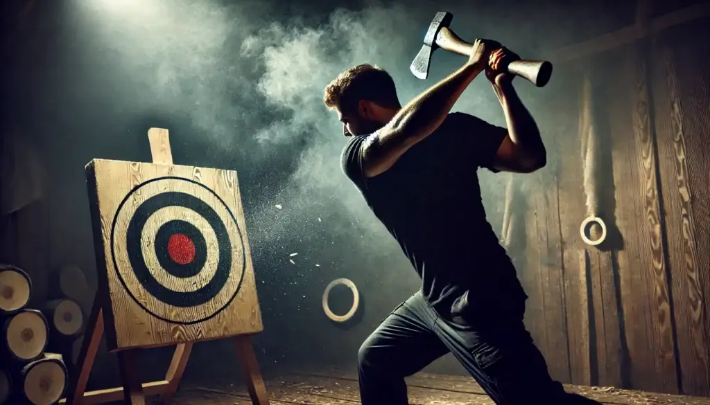Man learning Axe Throwing Rules to master the game